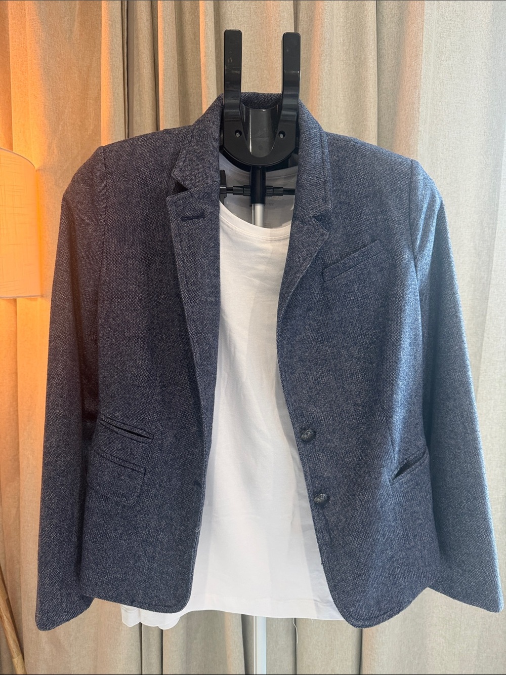Banana Republic Navy Herringbone Wool-Blend Blazer